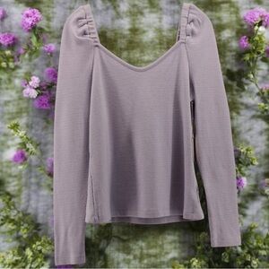 NEW A.N.A Lavender Sweetheart Long‎ Sleeve Blouse Top Women’s Size M